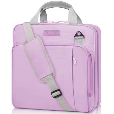 Imagem de Fichário com zíper de 3 anéis com alça de ombro, fichário durável com zíper de 500 folhas, 5 cm, bolsa de fichário com vários bolsos com zíper, organizador de livros e laptop para estudantes de escola