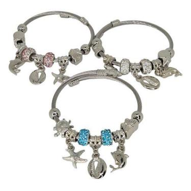 Imagem de Pulseira Feminina Life Berloques Charme Aço Inoxidável Prata - Bellavi