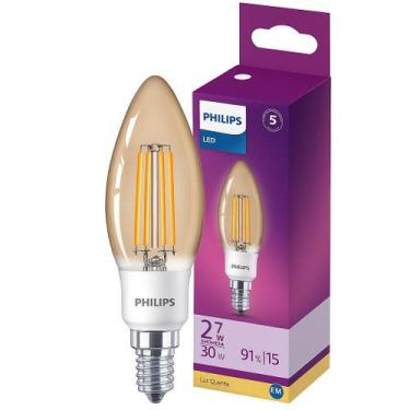 Imagem de Lampada Vela Filamento 2.7w Philips Quente 2500K E14 E27