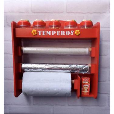 Imagem de Porta temperos porta condimentos com 5 potes decorados com biscuit - A