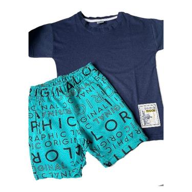 Imagem de Conjunto Curto Tigor T Tigre Camiseta e Bermuda Azul Marinho-Masculino