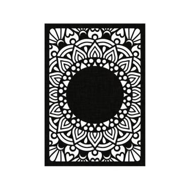 Imagem de Quadro Decorativo Preto Mdf Mandala Solar 40X20Cm