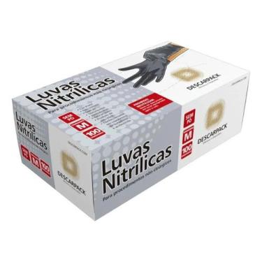 Imagem de Luva Descartável Nitrílica Sem Pó Preta M - 100un Descarpack