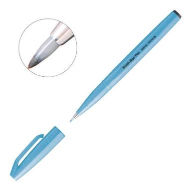 Imagem de Caneta Pincel Brush Sign Pentel Lettering Desenho Caligrafia, Azul Cla