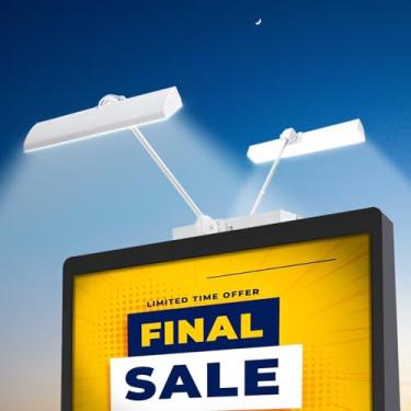 Imagem de Luz de sinalização solar externa, 420 LEDs, 5090 lúmens, 12000 mAh, IP65 impermeável, luzes comerciais alimentadas por energia solar, para placas de imóveis, paredes de jardim, iluminação de placas de