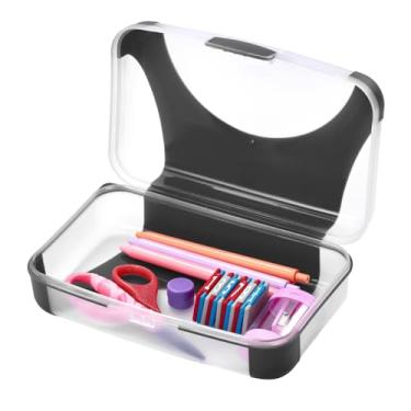 Imagem de LockerMate Estojo de lápis rígido da Bosthree_browse-bin) Caixa de lápis de plástico durável, design adequado para crianças, preto e transparente