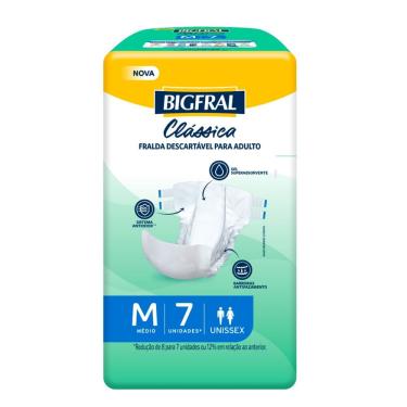 Imagem de Fralda Geriátrica Bigfral Clássica Tamanho M 7 Unidades