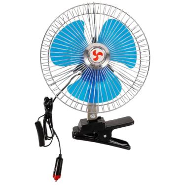 Imagem de Luxshiny Ventilador Oscilante de Carro de 8 Polegadas E 12 V, Ventilador Portátil de Encaixe para Painel, Plástico de Aço Inoxidável, Azul