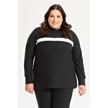 Imagem de Blusa Feminina Plus Size Confort Ribana Milano C/ Faixa Contrastantes 