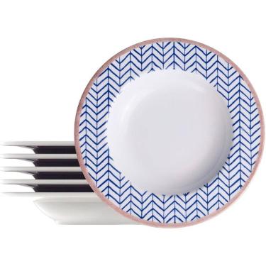 Imagem de Jogo Prato Fundo Sopa Lanche 12pçs 12 Pessoas Abstratta 23cm