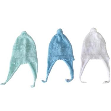 Imagem de Kit 3 Gorro de bebê Recem Nascido toucas de lã tricô - Confecções Cast
