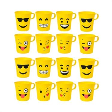 Imagem de Kit De Canecas Copo Xícara De Emoji Plástico Smile Crianças Rostinho Carinha (16)