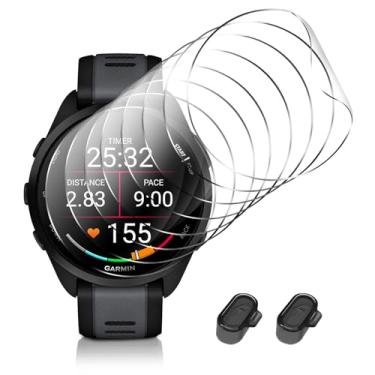 Imagem de NECARSIN 8 pacotes compatíveis com protetor de tela Garmin Forerunner 165 Music, TPU macio avançado (vidro não temperado) alta definição resistente a arranhões sem bolhas