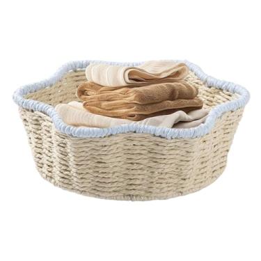 Imagem de Cesta De Frutas Feito À Mão | Cesta Decorativa Para Bancada De Cozinha Em Rattan Imitação - Porta Frutas Decorativo Trançado para Páscoa Piquenique Balcão Natal Casa Mesa de Jantar Cozinha Sala