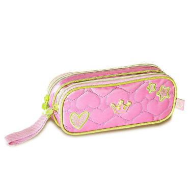 Imagem de Estojo Escolar Duplo Sweet Queen Rosa Brilhoso - Clio