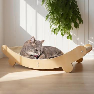 Imagem de Cama arranhadora para gatos, rede de sisal para gatos internos, cadeira de sisal, arranhador, para gatos grandes, móveis de madeira para gatos
