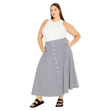 Imagem de City Chic Saia Skylight feminina plus size, azul marinho/branca
