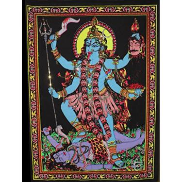 Imagem de Lungta Imports Tapeçaria de tecido de algodão enorme Goddess Kali 109 x 76 cm