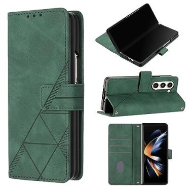 Imagem de Asdsinfor Capa flip para Samsung Z Fold 6 couro sintético carteira coldre com suporte para cartões fecho magnético à prova de choque Folio Protect Cover para Samsung Galaxy Z Fold6. Verde YBS
