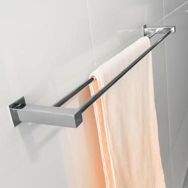 Imagem de Porta Toalha Toalheiro Duplo 80cm para Banheiro Inox 304 - Qred4014