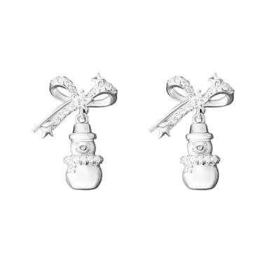 Imagem de Brincos femininos com laço de diamante para cartilagem de árvore de Natal - CZ pérola chapéu de Papai Noel, luvas de boneco de neve, tragus, brincos de costas planas, joias fofas de Natal 20G, 20g