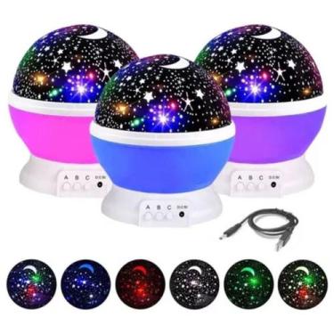 Imagem de Kit 3 Luminárias Infantil Projetor Estrela 360º Galaxy Abajur - ZONNE