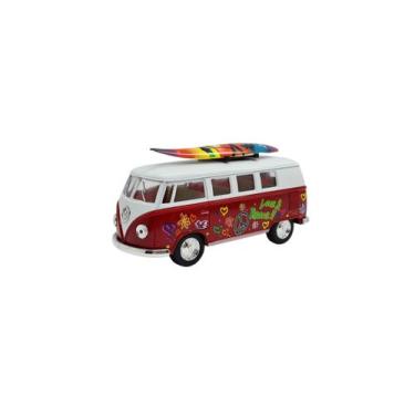 Imagem de Miniatura Volkswagen Kombi 1962 Paz Amor Surf Vermelho 1:32 - Kinsmart