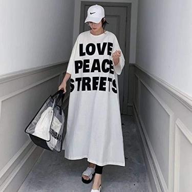 Imagem de Camisolas Mulheres Mid-calf Listrado Impresso Plus Size 5xl Solto Casual Adorável Meninas Sleep-shirts Confortável Moda Diária, 18, hXL