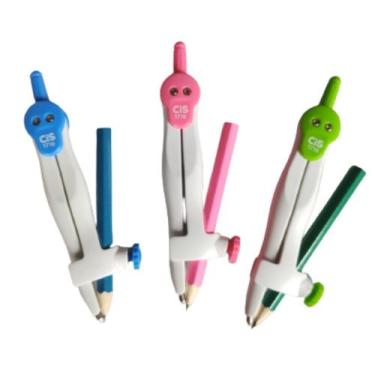 Imagem de Compasso Escolar Plástico Com Lápis Cores Variadas 1710 Cis, Rosa