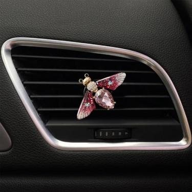 Imagem de Clipes de ventilação Bling Bee, clipes de ventilação de purificadores de ar de carro de abelha de cristal diamante strass engraçado decoração de interiores de automóveis acessórios fofos decoração