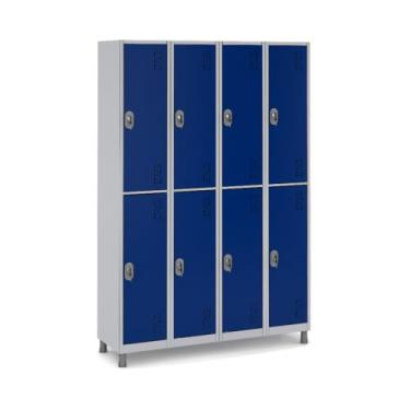 Imagem de Armário Vestiário 8 Portas Grandes Praticidade Academia - W3, Azul Del