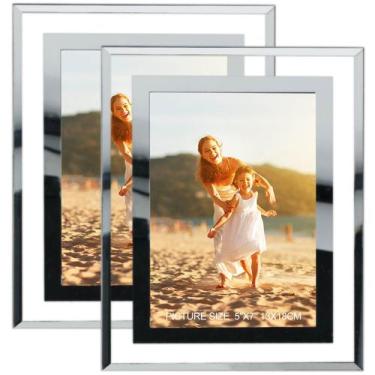 Imagem de Conjunto de 2 porta-retratos HIKWADERY Silver 5x7 com vidro HD