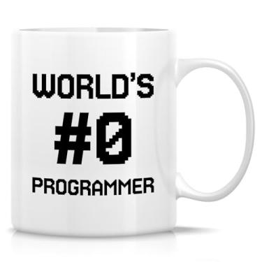 Imagem de Retreez Caneca Funny Programmers – Caneca de programador número 0 do mundo – Caneca de café ou chá de cerâmica de 325 ml – Presente bem-humorado para desenvolvedores de software, engenheiros