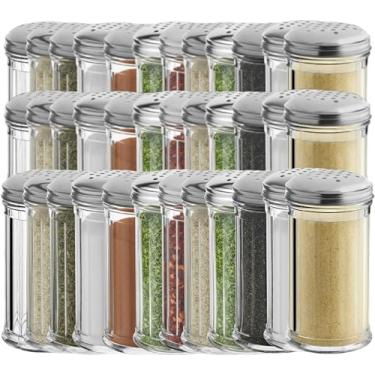 Imagem de Agitador de queijo parmesão de plástico de 350 ml/pimenteiro vermelho com tampa de aço inoxidável com furos médios, dispensador de açúcar/temperos de plástico transparente (360 ml) da GEEX DEPOT (360