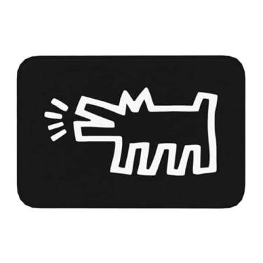 Imagem de Capacho durável para porta da frente 40,6 cm x 61 cm, arte abstrata de dança haring tapete de entrada para porta de chão Keith geométrico grafite cozinha banheiro tapete de garagem