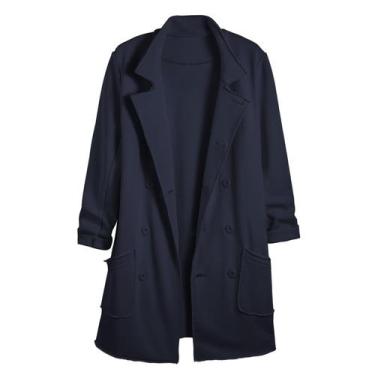 Imagem de Trench Coat Ainangua Tipperary para mulheres, jaqueta de lã azul marin