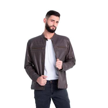 Imagem de Jaqueta de Couro Slim Craqui Café - Parra Couros, GG