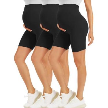 Imagem de Shorts de maternidade BONVIGOR Over The Belly Biker Workout, Yoga, Atl