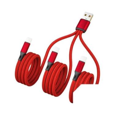 Imagem de Cabo De Dados 3 Em 1 USB-A Para 3 X Tipo-C Com Carregamento Rápido De 