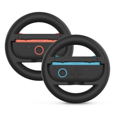 Imagem de TNP Steering Wheel for Nintendo Switch 2 2025 - Racing Wheel for Mario Kart World Switch 2 and 8 Deluxe with Accessory Grip Handle Kit Attachment, 2 Packs Black