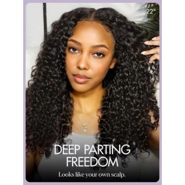 Imagem de Peruca LUVME HAIR Burmese Messy Curly 26" HD de renda preta natural