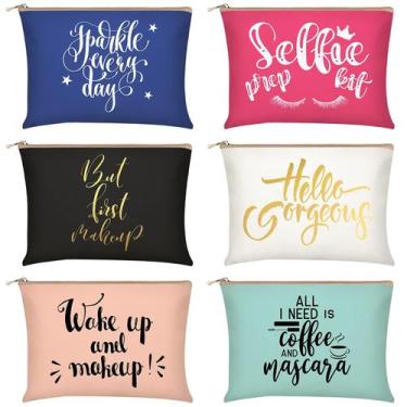 Imagem de Bolsa de cosméticos Xuniea Funny Canvas Maquiagem, 6 peças