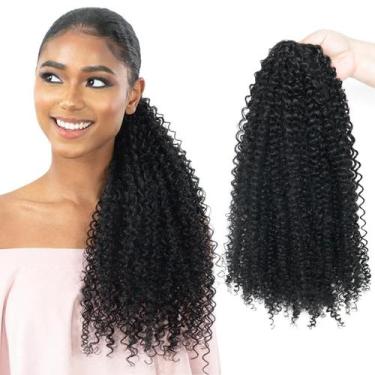 Imagem de Rabo de cavalo com cordão GOTEFERBE Kinky Curly 1B Off Black 45 cm