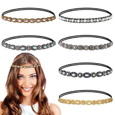 Imagem de Bandanas Jutom, strass, elástico com miçangas para mulheres, 6 peças