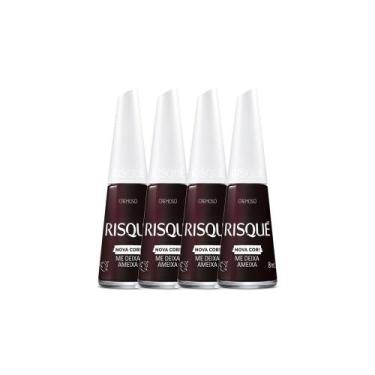 Imagem de Kit 4 Esmalte Risqué Nova Cor Cremoso Cor Me Deixa Ameixa 8ml