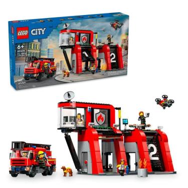 Imagem de LEGO® City Quartel e Caminhão dos Bombeiros; Conjunto 60414