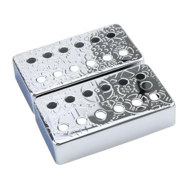 Imagem de OVSAL Conjunto de 2 capas de captador de guitarra de latão cromadas de 50 mm/52 mm com haste de metal Spcing, capa para captador de guitarra humbucker para guitarra elétrica Ep Lp Les Paul