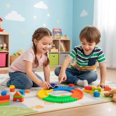 Imagem de Carrinho de Brinquedo com Pista Articulada Infantil a Pilha Interativa