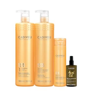 Imagem de Kit Cadiveu Professional Nutri Glow Shampoo G Condicionador Máscara G e Açaí Oil 60 (4 produtos)