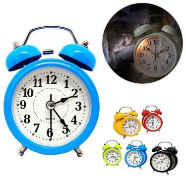 Imagem de Relógio Despertador Retrô Analógico 2 Sinos Rosa Vintage